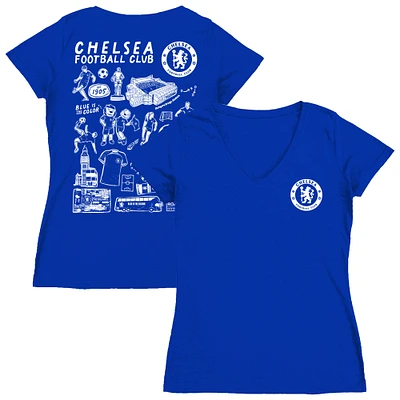 Women's Vive La Fete  Blue Chelsea Impressions Artwork V-Neck Fitted T-Shirt