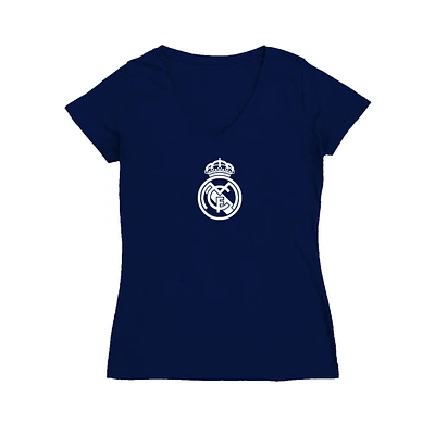 Women's Vive La Fete Navy Real Madrid Color Badge V-Neck Fitted T-Shirt