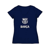 Women's Vive La Fete Navy Barcelona Color Badge V-Neck Fitted T-Shirt