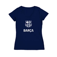 Women's Vive La Fete Navy Barcelona Color Badge V-Neck Fitted T-Shirt