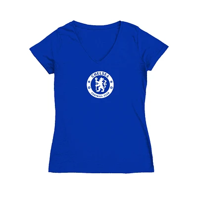 Women's Vive La Fete Blue Chelsea Color Badge V-Neck Fitted T-Shirt