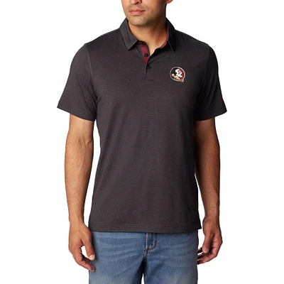 Men's Columbia  Heather Black Florida State Seminoles Tech Trail Omni-Wick Polo