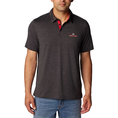 Men's Columbia  Heather Black Georgia Bulldogs Tech Trail Omni-Wick Polo