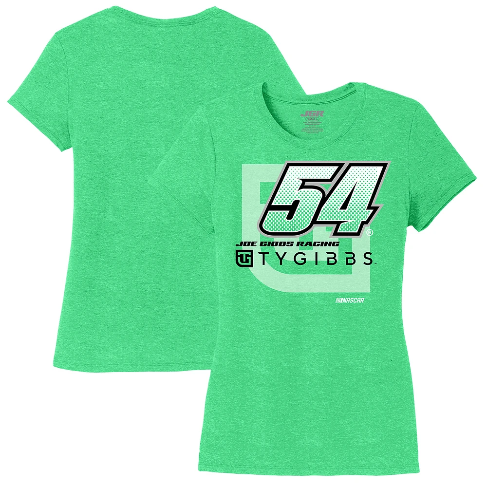 Women's Joe Gibbs Racing Team Collection Heather Green Ty Name & Number Scoop Neck T-Shirt