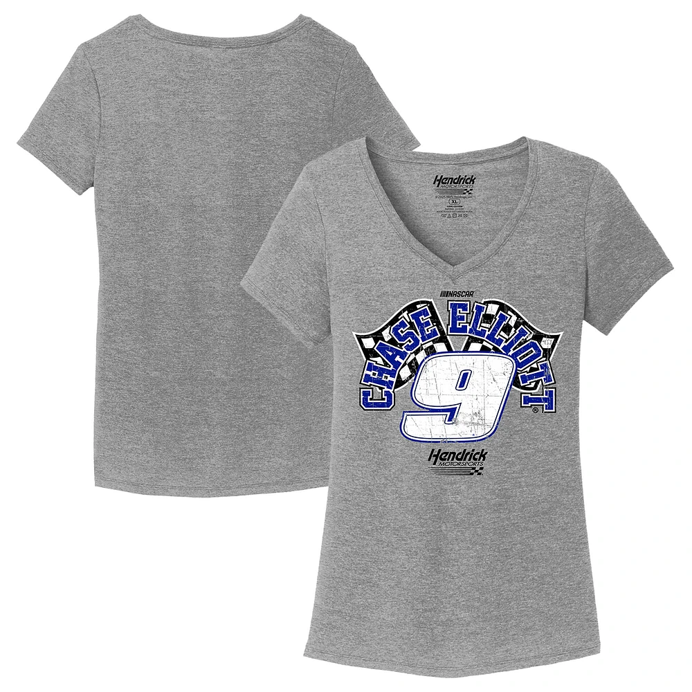 Women's Hendrick Motorsports Team Collection Heather Gray Chase Elliott Name & Number V-Neck T-Shirt