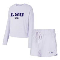 Women's Concepts Sport  Light Purple LSU Tigers Elevation Tri-Blend Long Sleeve Top & Short Set