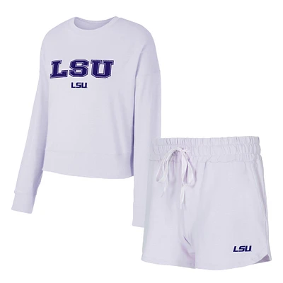 Women's Concepts Sport  Light Purple LSU Tigers Elevation Tri-Blend Long Sleeve Top & Short Set
