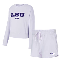 Women's Concepts Sport  Light Purple LSU Tigers Elevation Tri-Blend Long Sleeve Top & Short Set