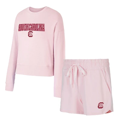 Women's Concepts Sport  Pink South Carolina Gamecocks Elevation Tri-Blend Long Sleeve Top & Short Set