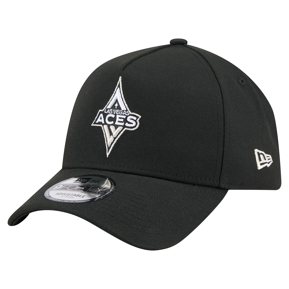 Men's New Era Black Las Vegas Aces Core Logo A-Frame 9FORTY Adjustable Hat