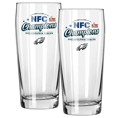 The Memory Company Philadelphia Eagles 2024 NFC Champions 16oz. Pub Pilsner Glass Two Pack Set