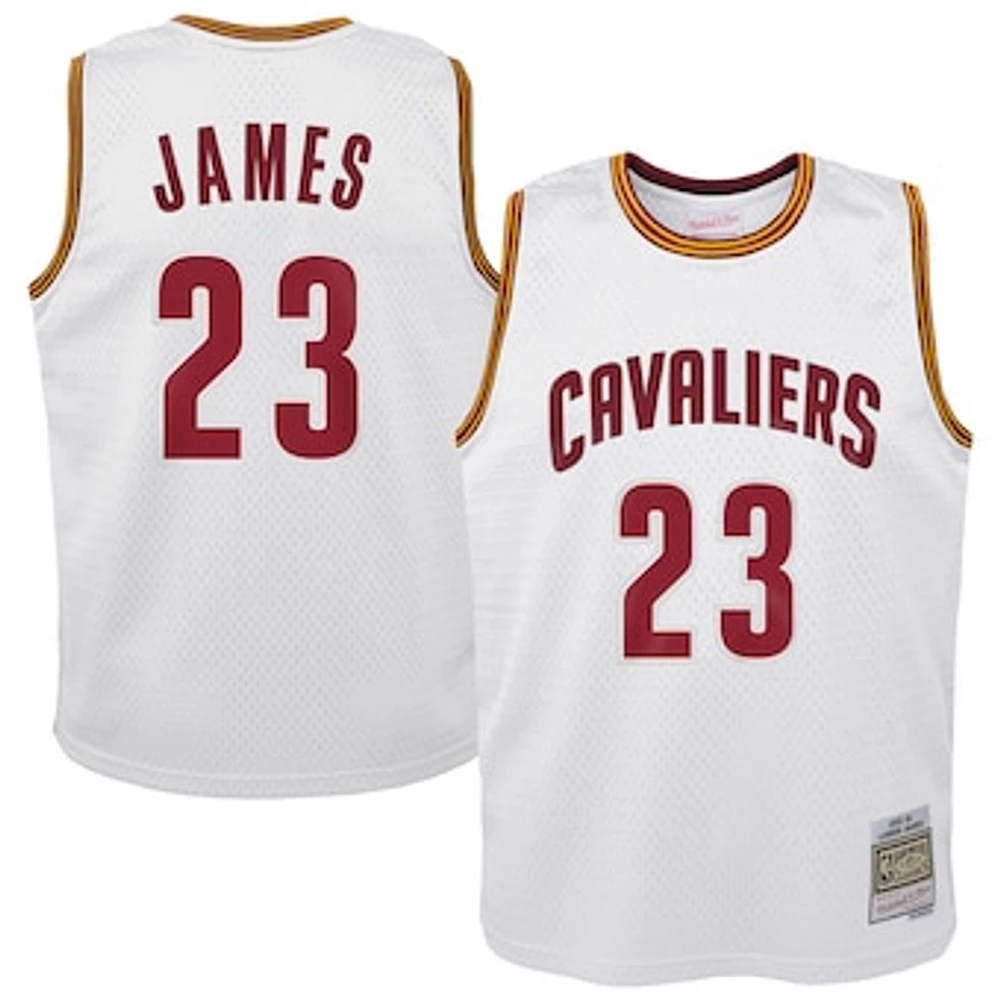 Youth Mitchell & Ness LeBron James White Cleveland Cavaliers 2015-16 Hardwood Classics Swingman Throwback Home Jersey