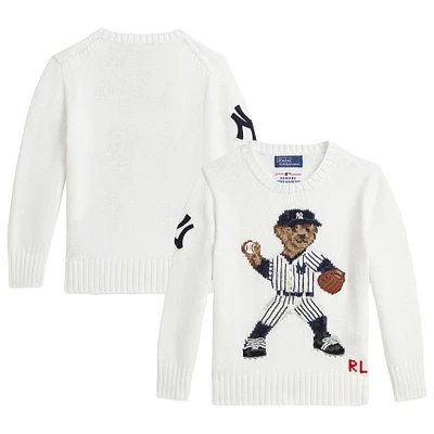 Preschool Polo Ralph Lauren  White Yankees Bear Pullover Sweater