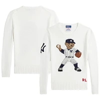 Youth Polo Ralph Lauren  White Yankees Bear Pullover Sweater