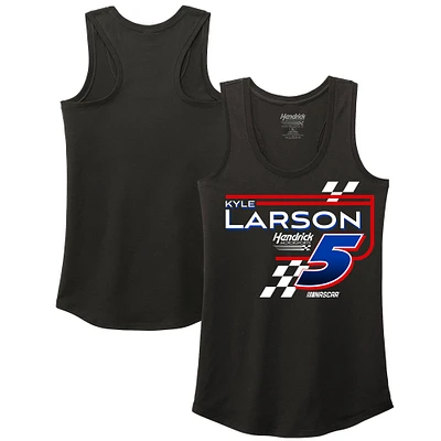 Women's Hendrick Motorsports Team Collection Black Kyle Larson Name & Number Tri-Blend Racer Back Tank Top