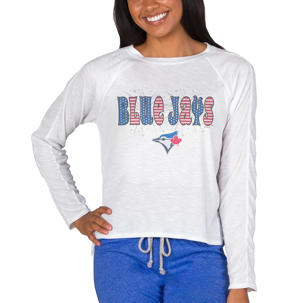 Women's Concepts Sport White Toronto Blue Jays Gable Knit Raglan Long Sleeve T-Shirt