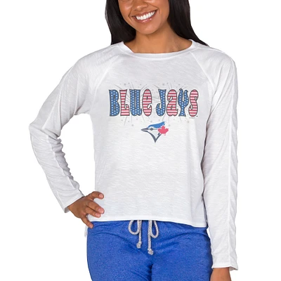 Women's Concepts Sport White Toronto Blue Jays Gable Knit Raglan Long Sleeve T-Shirt