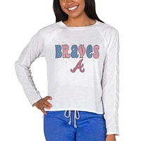 Women's Concepts Sport White Atlanta Braves Gable Knit Raglan Long Sleeve T-Shirt
