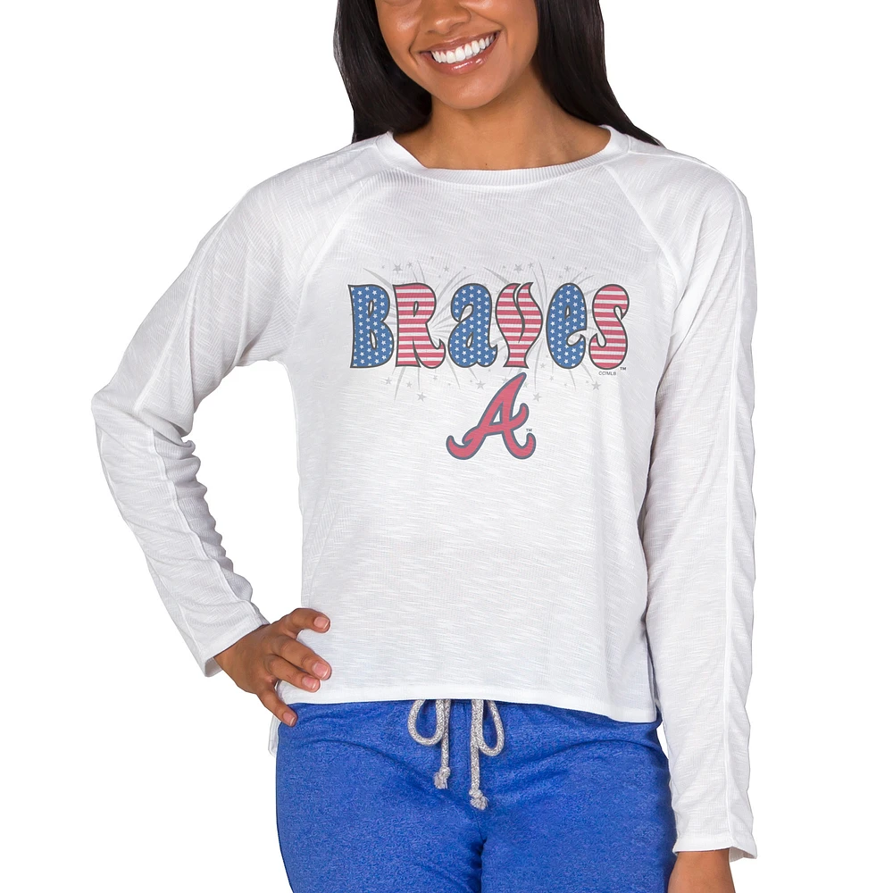 Women's Concepts Sport White Atlanta Braves Gable Knit Raglan Long Sleeve T-Shirt