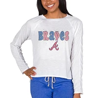 Women's Concepts Sport White Atlanta Braves Gable Knit Raglan Long Sleeve T-Shirt