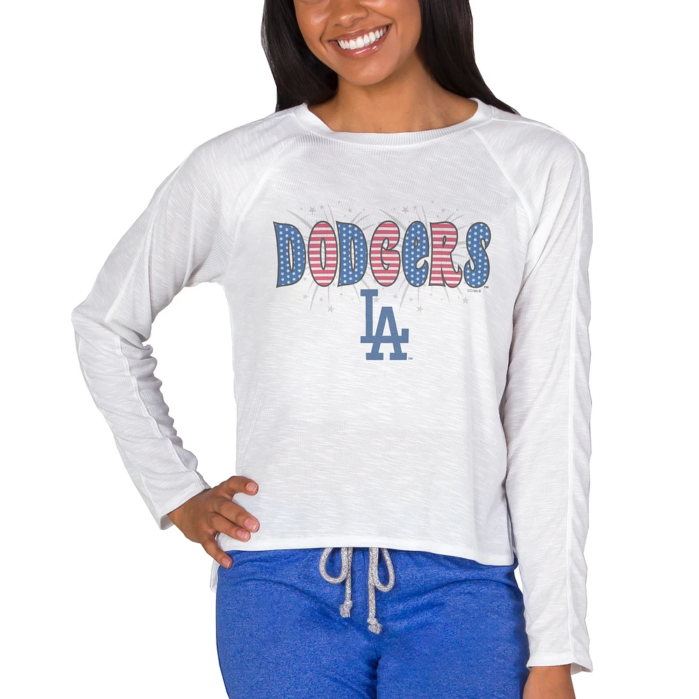 Women's Concepts Sport White Los Angeles Dodgers Gable Knit Raglan Long Sleeve T-Shirt