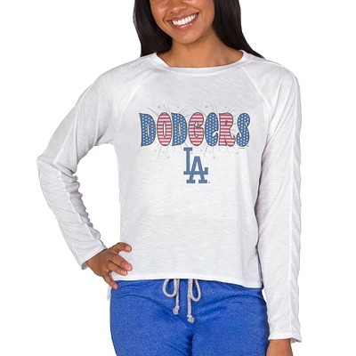 Women's Concepts Sport White Los Angeles Dodgers Gable Knit Raglan Long Sleeve T-Shirt