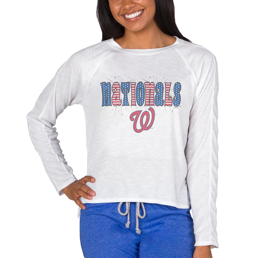 Women's Concepts Sport White Washington Nationals Gable Knit Raglan Long Sleeve T-Shirt