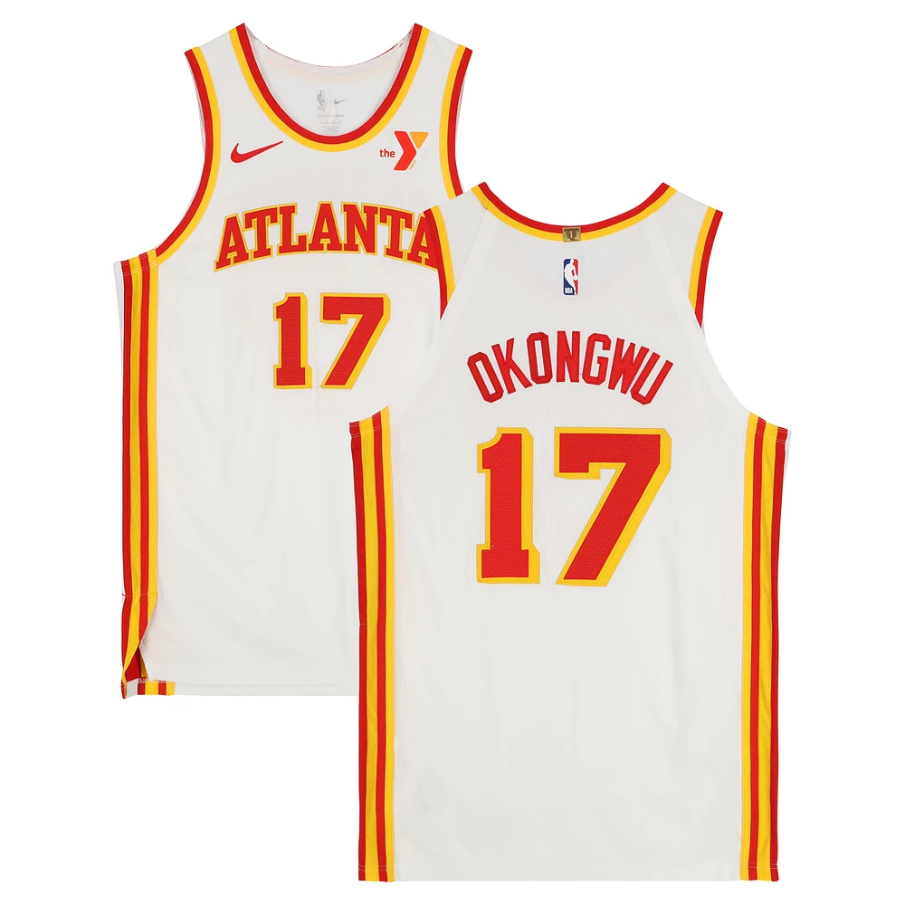 Onyeka Okongwu Atlanta Hawks Game-Used #17 White Nike Jersey vs. Phoenix Suns on January 9, 2025 - Size 50+4