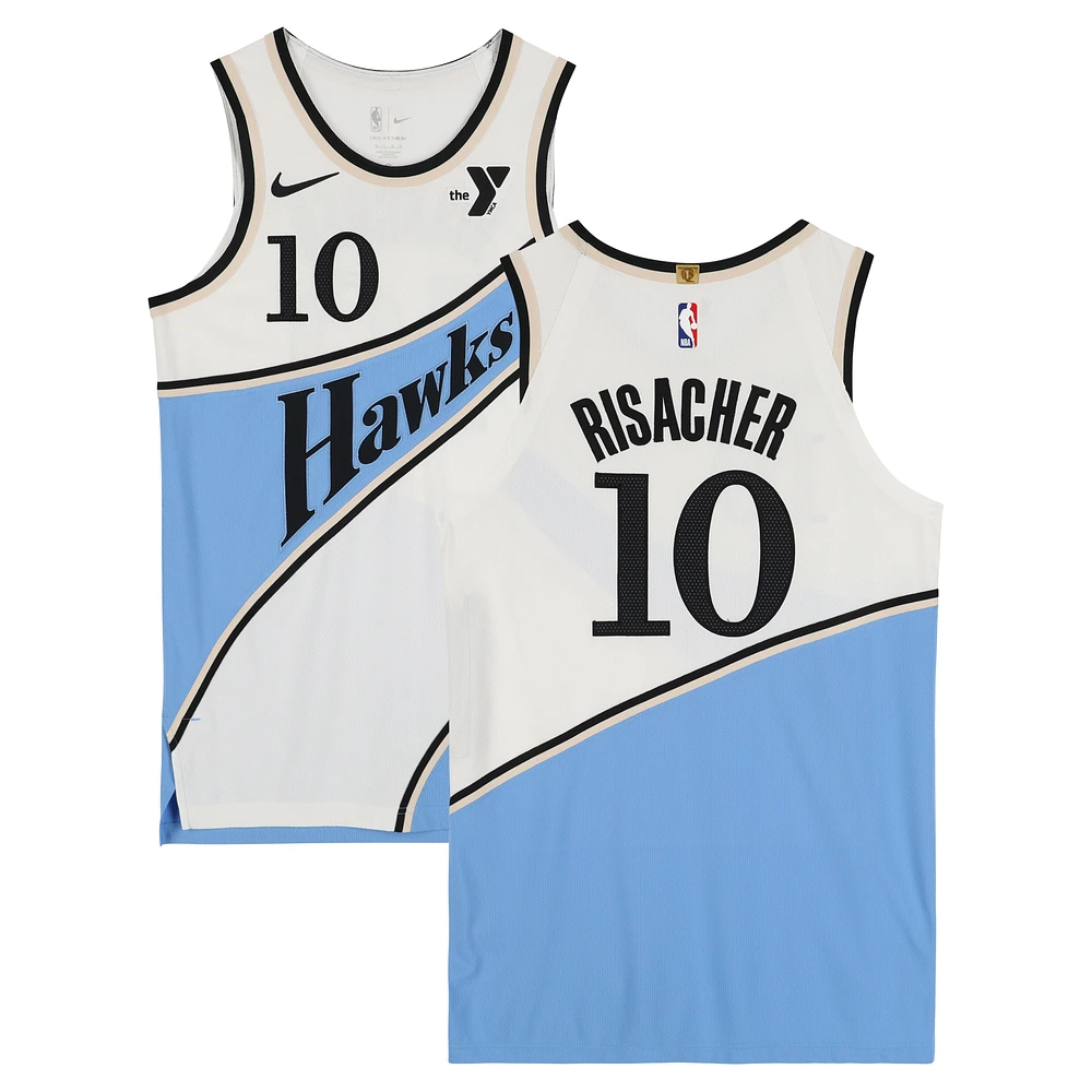 Zaccharie Risacher Atlanta Hawks Game-Used #10 White City Edition Nike Jersey vs. Minnesota Timberwolves on December 23, 2024 - Size 46+4