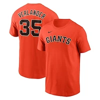 Men's Nike Justin Verlander Orange San Francisco Giants Fuse Name & Number T-Shirt