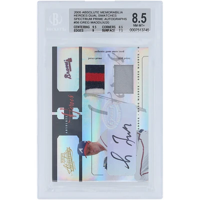 Greg Maddux Atlanta Braves Autographed 2005 Playoff Absolute Memorabilia Dual Game Used Relic #AH-56 #20/20 BGS Authenticated 8.5/10 Card - 9.5,8.5,9,7.5 Subgrades