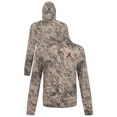 Men's Levelwear  Tan Atlanta Braves Insignia Lightweight Long Sleeve Hooded T-Shirt