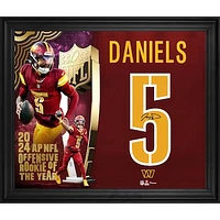 Jayden Daniels Washington Commanders Autographed Framed 20" x 24" 2024 NFL Offensive Rookie of the Year Burgundy Jersey Number Collage