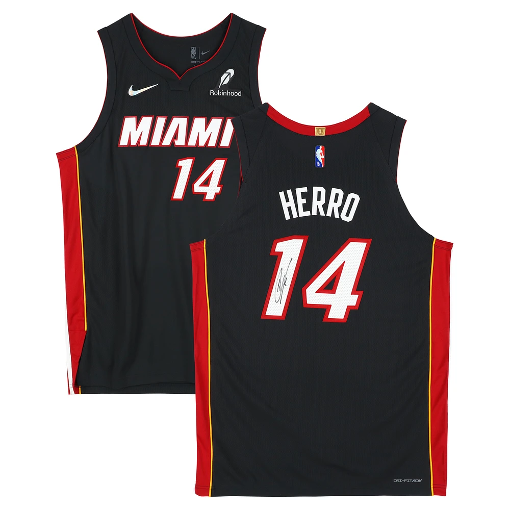 Tyler Herro Miami Heat Autographed Black Nike Icon Edition Authentic Jersey
