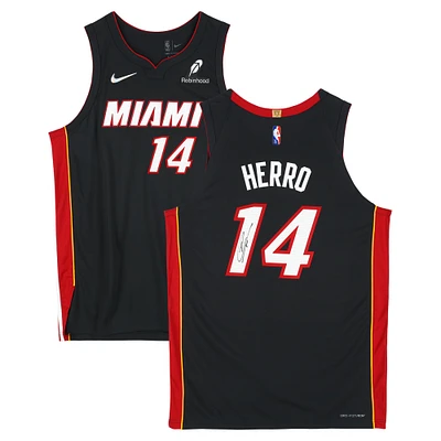 Tyler Herro Miami Heat Autographed Black Nike Icon Edition Authentic Jersey