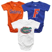 Infant Wes & Willy  Royal/White/Orange Florida Gators Three-Pack Bodysuit Set