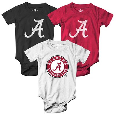 Infant Wes & Willy  Crimson/White/Black Alabama Crimson Tide Three-Pack Bodysuit Set