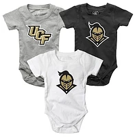 Infant Wes & Willy  Black/White/Heather Gray UCF Knights Three-Pack Bodysuit Set