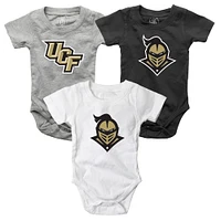 Infant Wes & Willy  Black/White/Heather Gray UCF Knights Three-Pack Bodysuit Set
