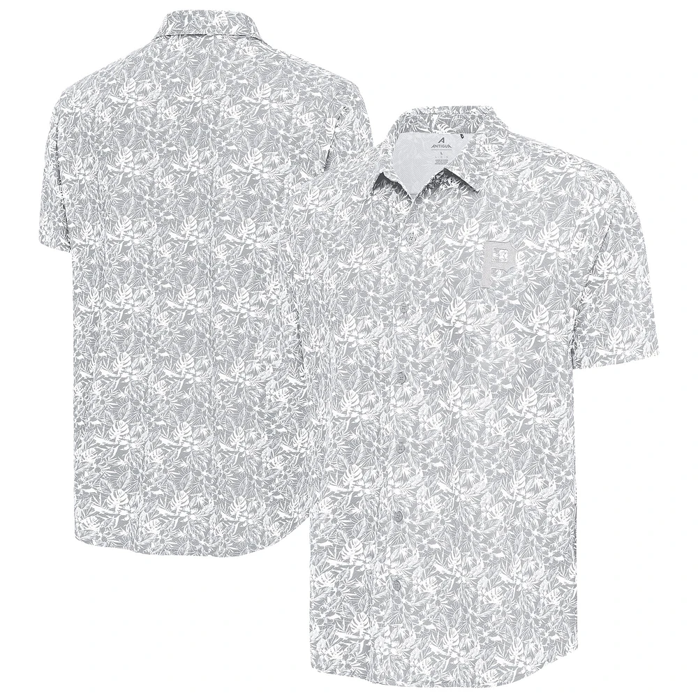 Men's Antigua Gray Pittsburgh Pirates Resort Button-Up Shirt