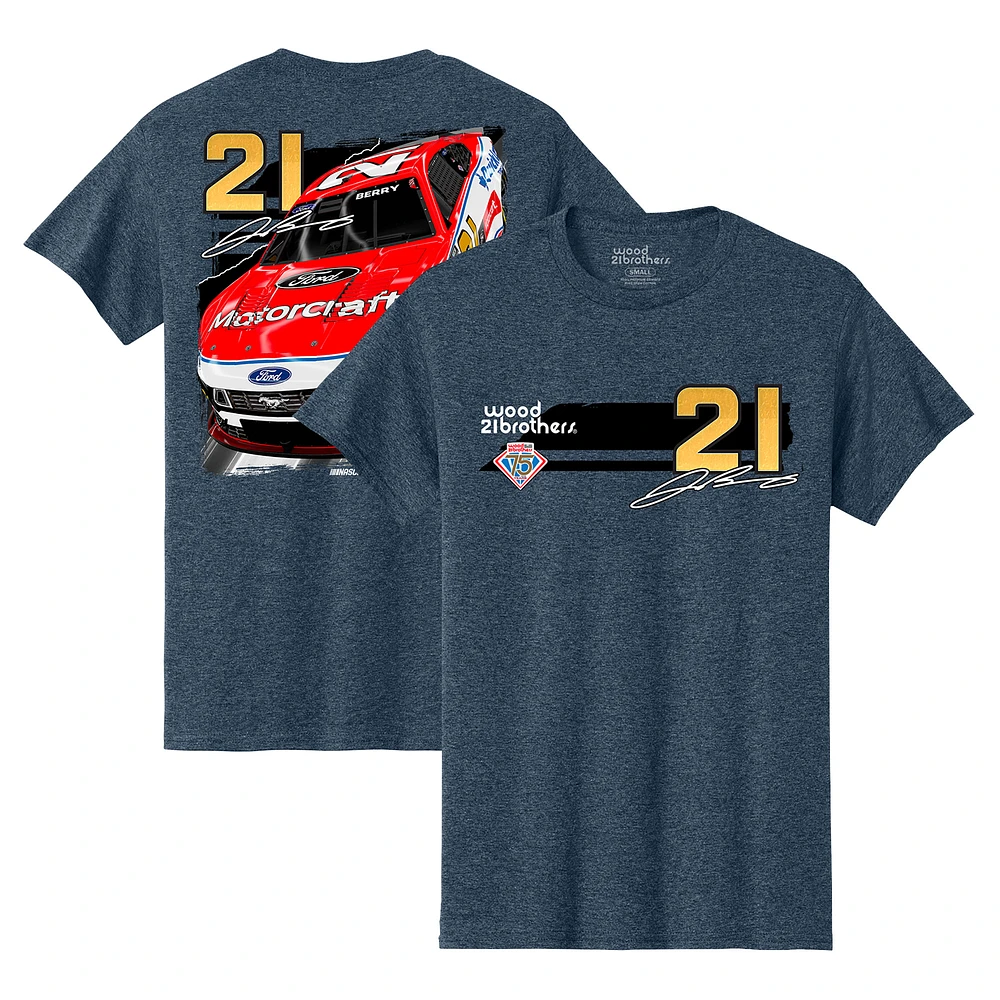 Men's E2 Apparel Heather Navy Josh Berry Motorcraft Car T-Shirt