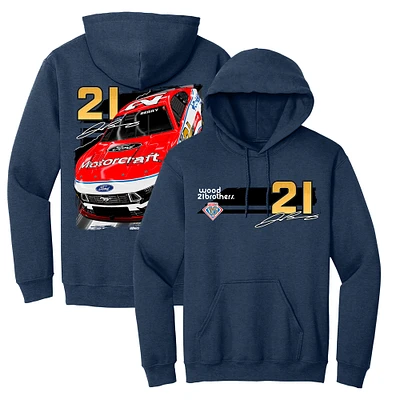 Men's E2 Apparel Heather Navy Josh Berry Motorcraft Pullover Hoodie