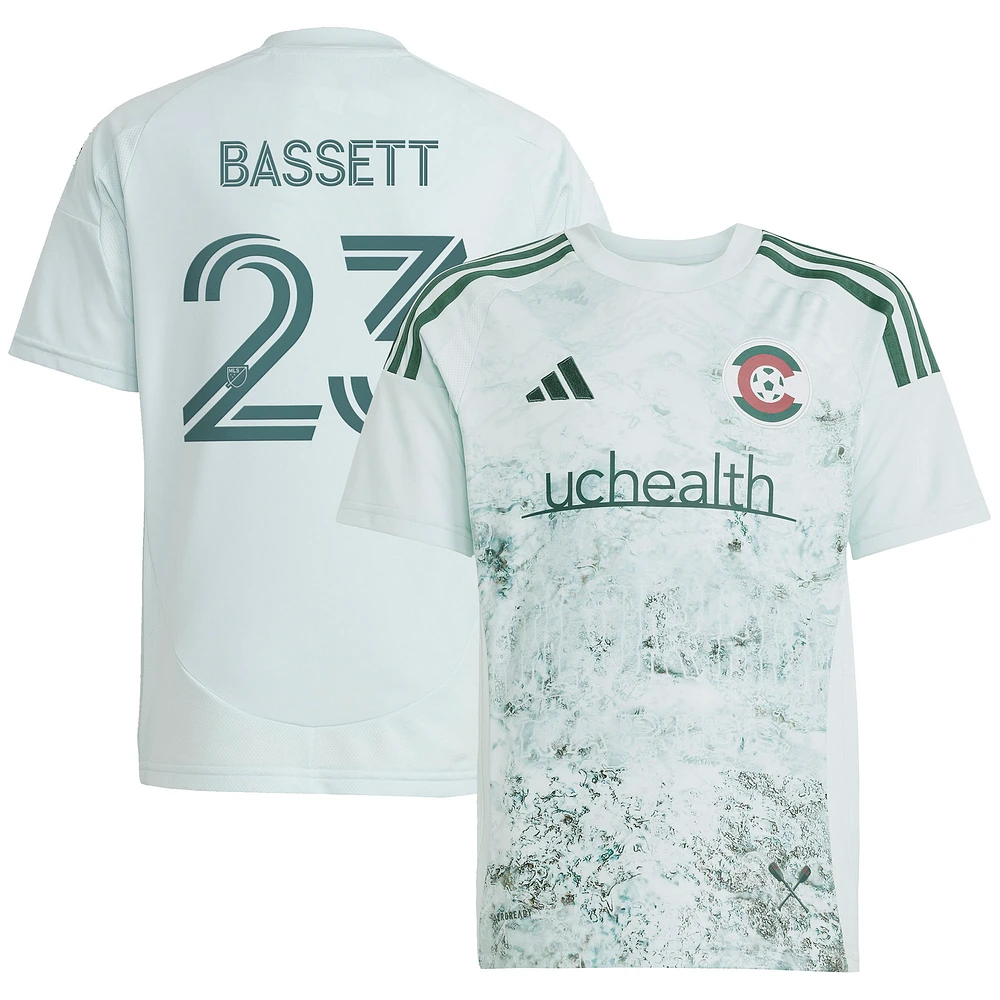 Youth adidas Cole Bassett Green Colorado Rapids 2025 Headwaters Replica Player Jersey