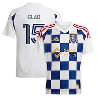 Youth adidas Justen Glad White Real Salt Lake 2025 Grid City Replica Player Jersey