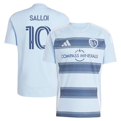 Men's adidas Daniel Salloi Light Blue Sporting Kansas City 2025 One KC Replica Player Jersey