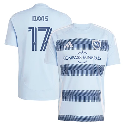 Men's adidas Jake Davis Light Blue Sporting Kansas City 2025 One KC Replica Player Jersey
