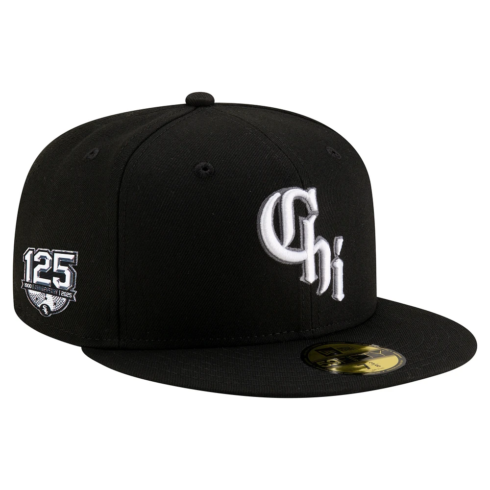 Men's New Era Black Chicago White Sox 125th Anniversary 59FIFTY Snapback Hat
