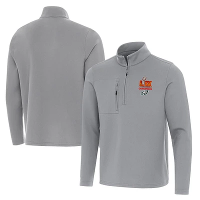 Men's Antigua Gray Philadelphia Eagles Super Bowl LIX Champions Insider Quarter-Zip Sweatshirt