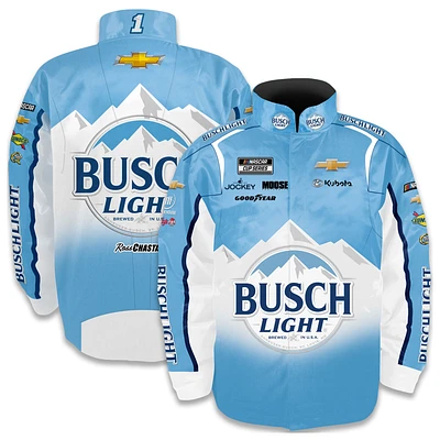 Men's Trackhouse Racing Team Collection  Light Blue Ross Chastain Busch Full-Snap Nylon Uniform Jacket