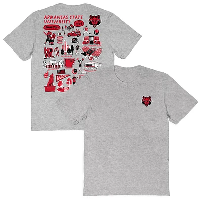 Women's Vive La Fete  Gray Arkansas State Red Wolves Impressions Artwork Relaxed Fit T-Shirt